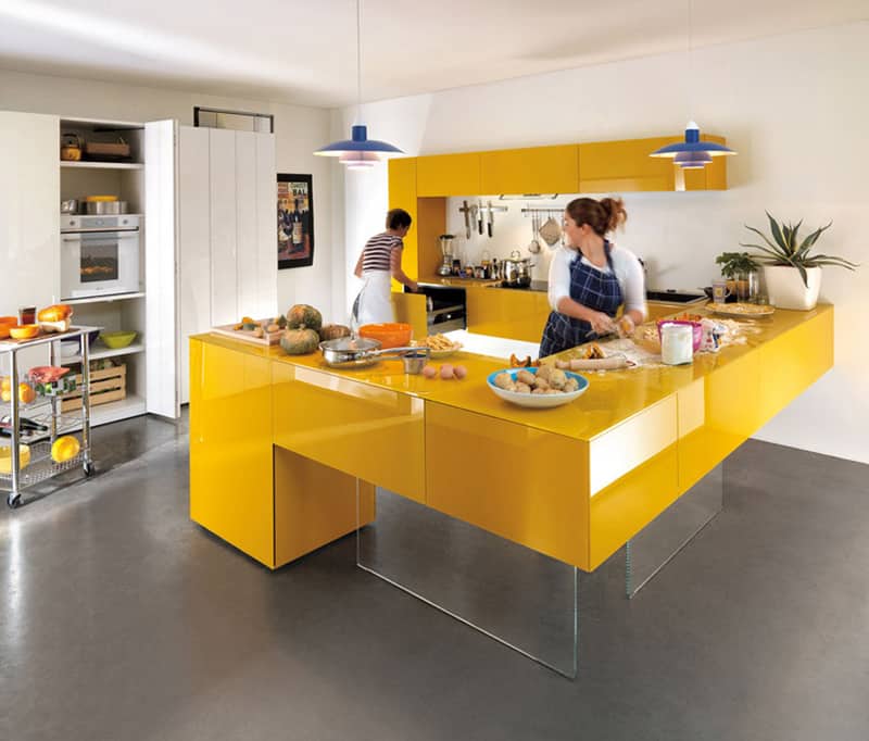 آشپزخانه کابینت رنگ زرد09