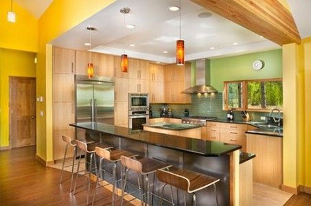 کابینت آشپزخانه با ام دی اف مشکی و چوب