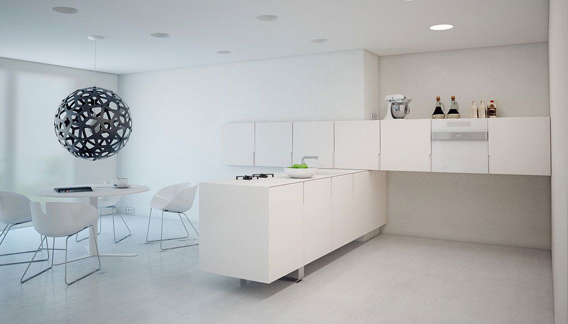 آشپزخانه با دو دیوار کابینت خور