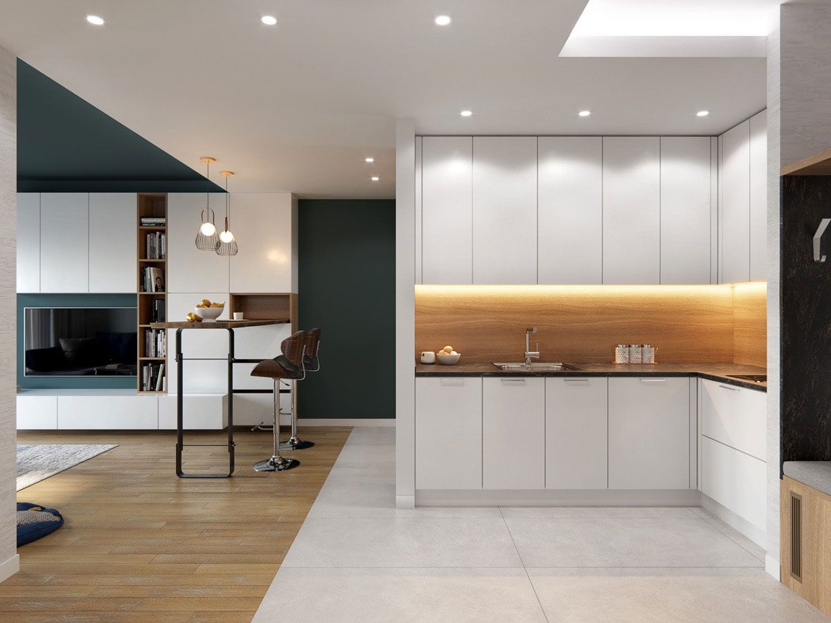 آشپزخانه با دو دیوار کابینت خور