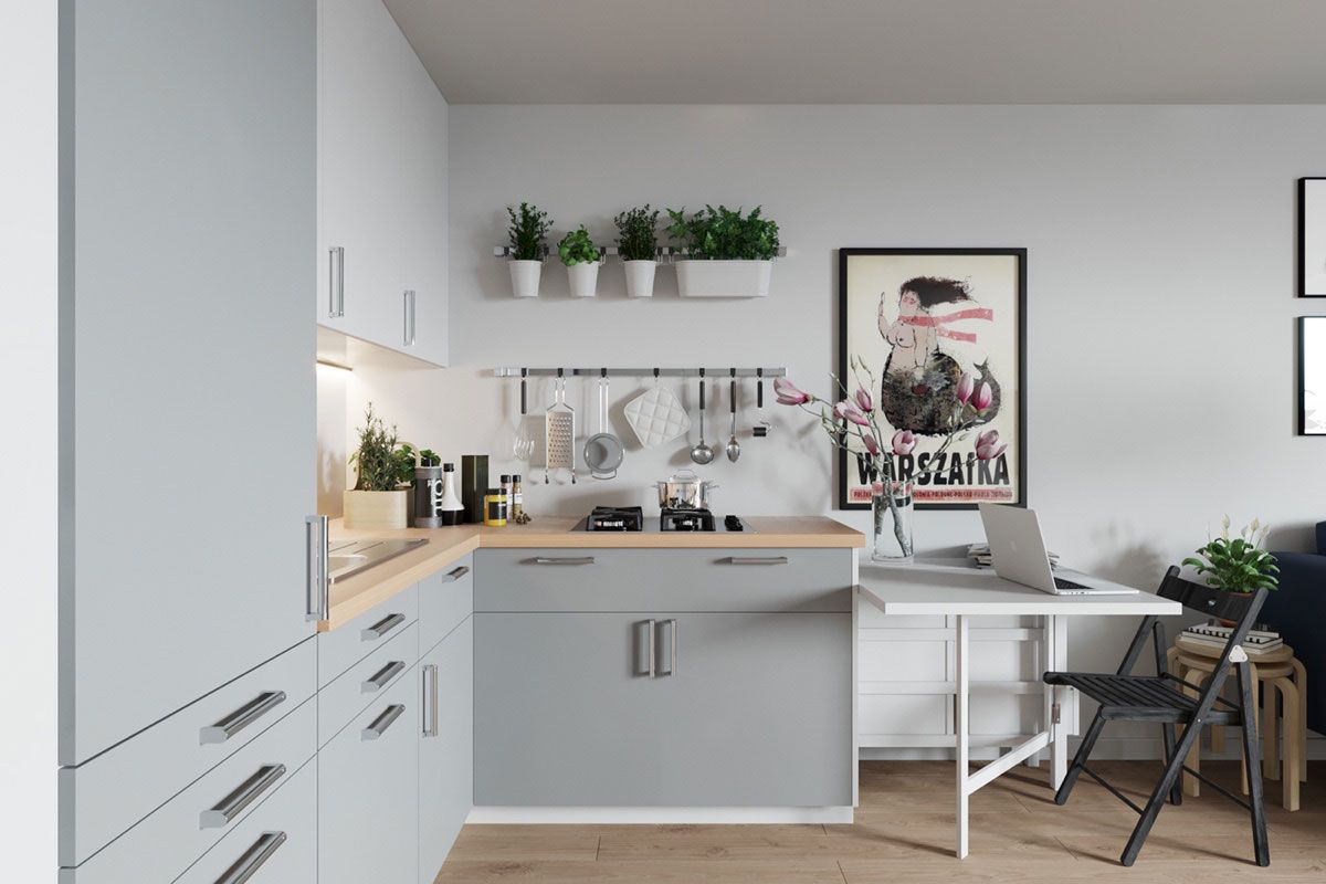 آشپزخانه با دو دیوار کابینت خور