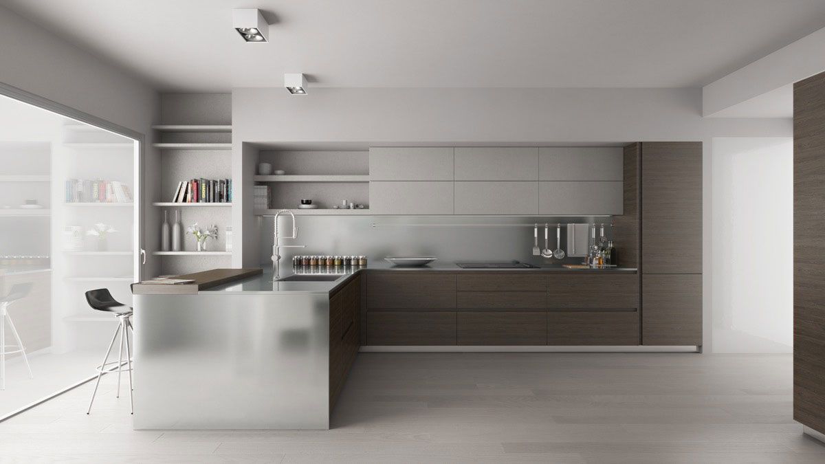 آشپزخانه با دو دیوار کابینت خور