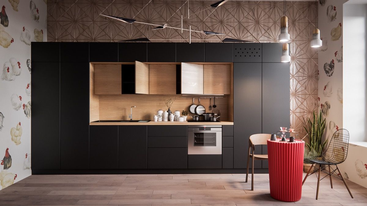 آشپزخانه تک دیوار کابینت