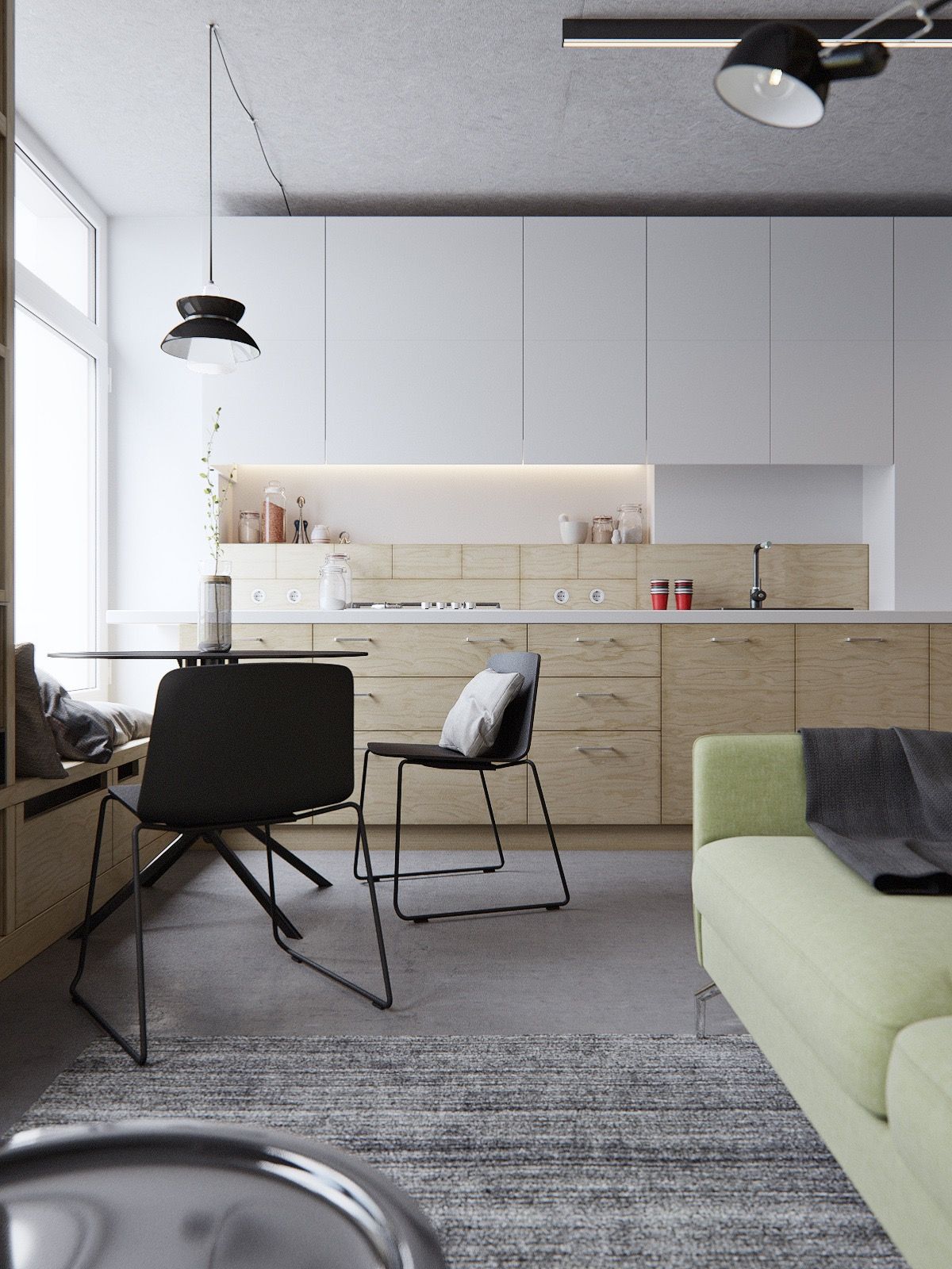 آشپزخانه تک دیوار کابینت