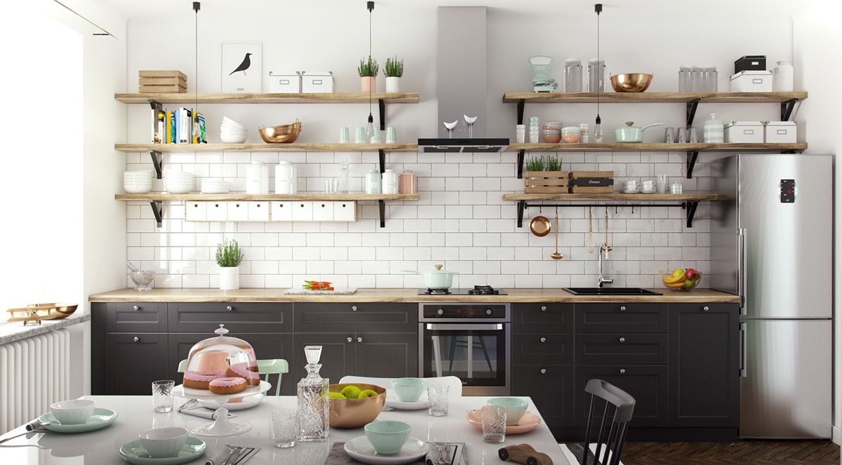 آشپزخانه تک دیوار کابینت
