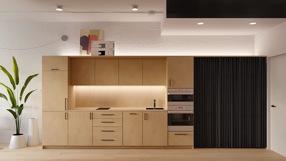 آشپزخانه تک دیوار کابینت
