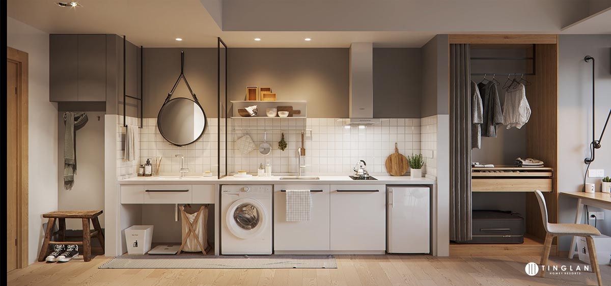 آشپزخانه تک دیوار کابینت