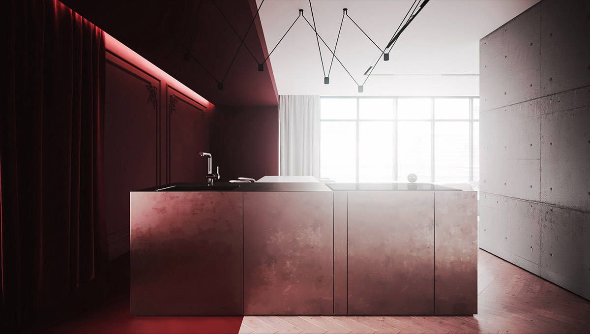 طرح کابینت آشپزخانه مسی زیبا