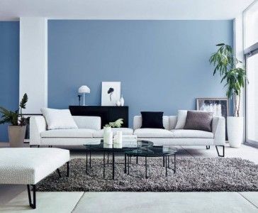 استفاده از رنگ آبی در اتاق پذیرایی