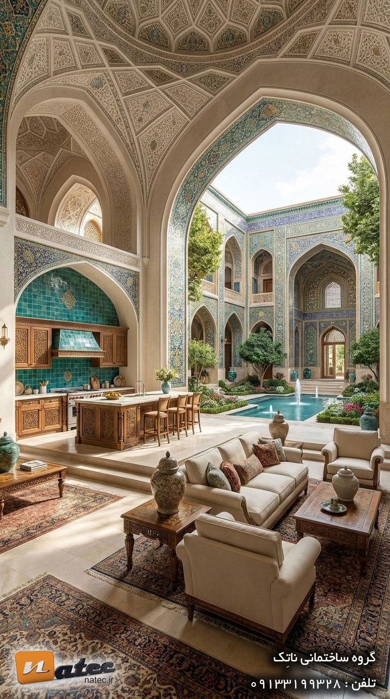 طراحی عمارت ۱۰۰۰ متری با سبک سنتی ایرانی
