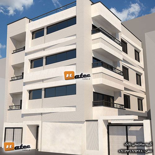 طراحی نما سه طبقه روی پیلوت