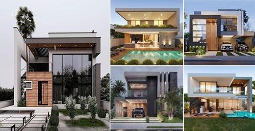 زیباترین طراحی نمای ساختمان ویلایی مدرن